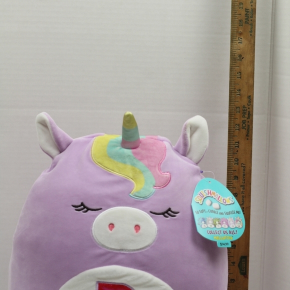 12" Monogrammed 'D' Silvia Unicorn Squishmallows - Picture 5 of 12